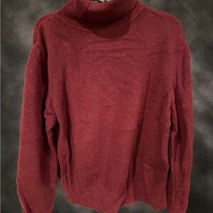 Preppy Newport News Deep Red Turtleneck Sweater
